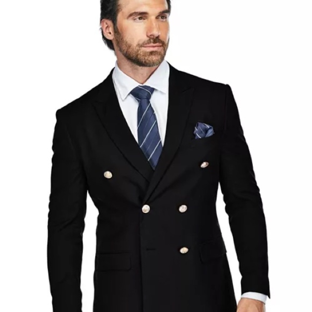 Elegant Black Double-Breasted Suit for Men